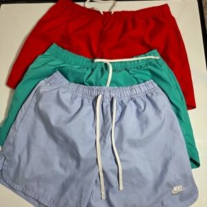 Nike Vibrant Shorts Trio in Red, Teal, and Light Blue
